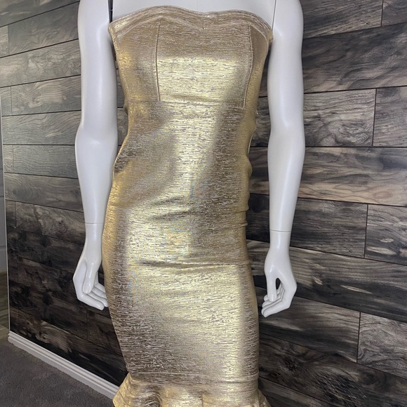 NWT Rosedress Strapless Flute Style Gold Dress - Picture 3 of 10